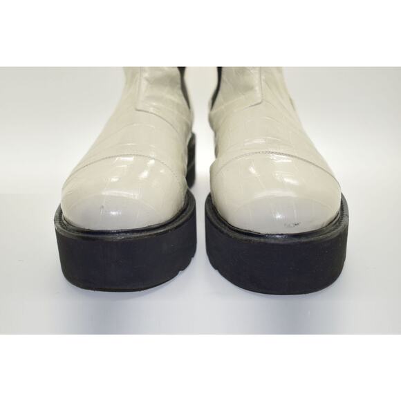 C0 STUART WEITZMAN Presley Oat White Leather Ultralift Platform Boots Size 11.5 - Picture 4 of 12